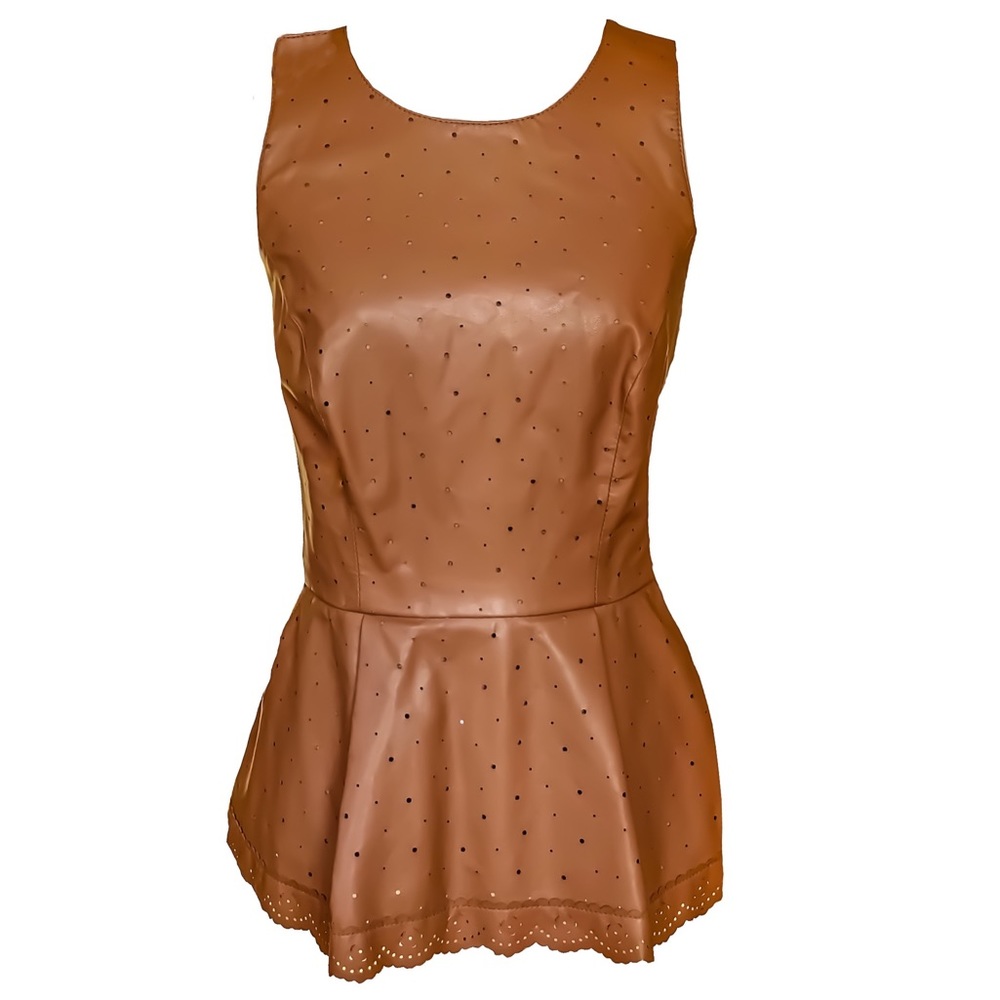 Anthropologie HD in Paris Vegan Leather Peplum Top